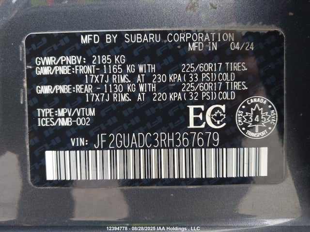 JF2GUADC3RH367679 Subaru na