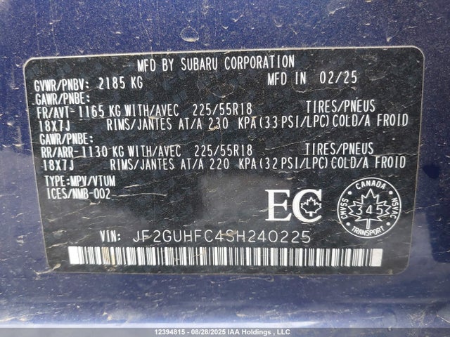 JF2GUHFC4SH240225 Subaru na