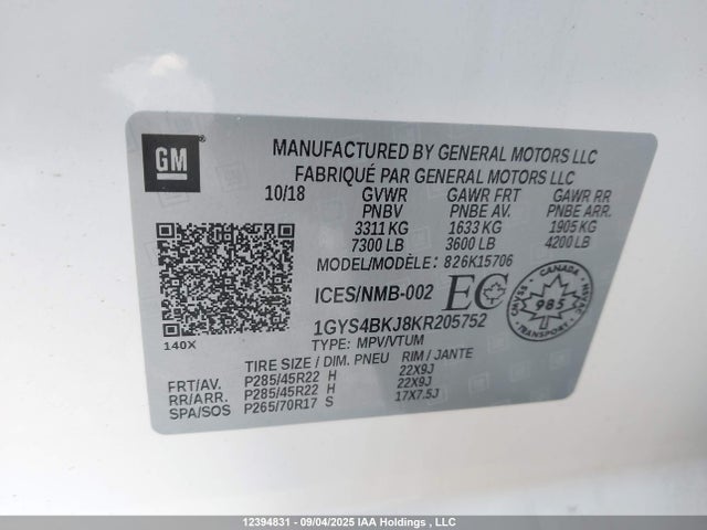 1GYS4BKJ8KR205752 Cadillac l86 -sidi: spark ignition direct injection, vvt: variable valve timing, afm, e85 max, alum