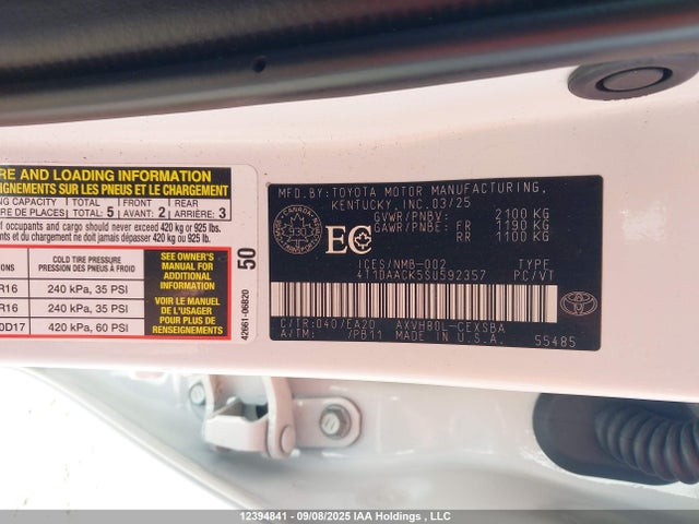 Toyota a25a-fxs 2025 4T1DAACK5SU592357 Image 9