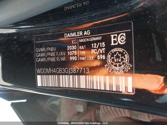WDDMH4GB3GJ387713 Mercedes-Benz B-Class