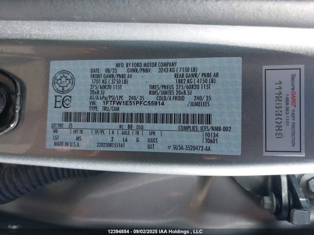 1FTFW1E51PFC55914 Ford 5.0l-4v