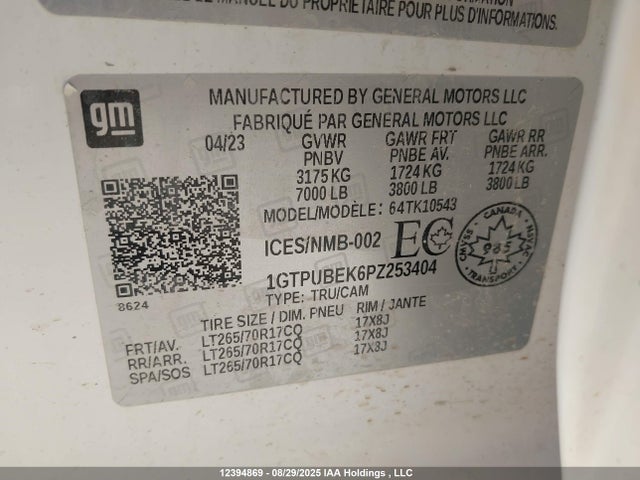 1GTPUBEK6PZ253404 GMC l3b
