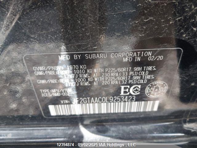 JF2GTAAC0L9253423 Subaru 2020