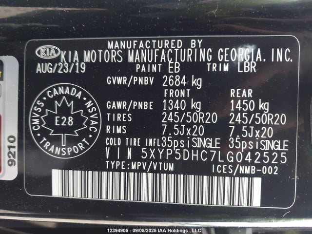 KIA gdi lambda-ii 2020 5XYP5DHC7LG042525 Image 9