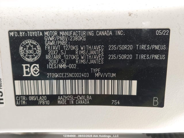 Lexus a25a-fxs, 5nm+4nm 2022 2T2GKCEZ5NC002403 Image 9