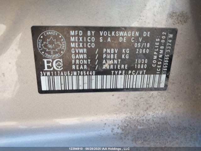 3VW117AU5JM765440 Volkswagen GOLF SPORTWAGEN