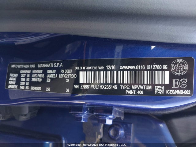 ZN661YUL1HX235146 Maserati m156e