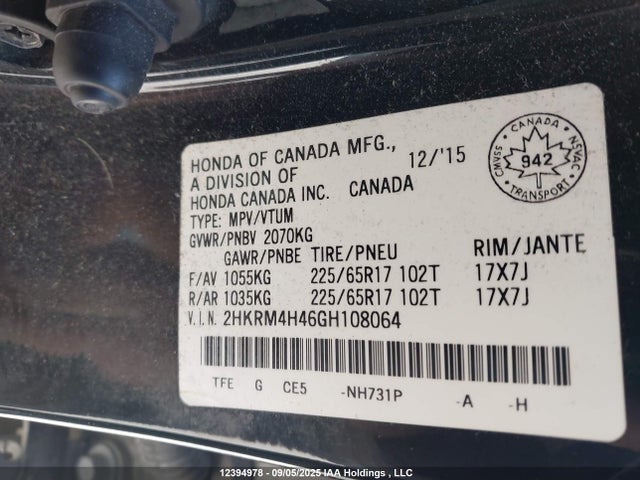 2HKRM4H46GH108064 Honda k24w9