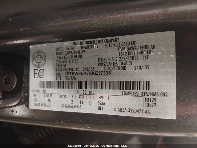 1FTEW3LP3RKE57336 Ford 2.7l-4v