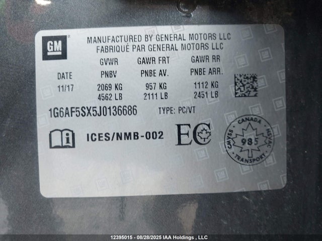 1G6AF5SX5J0136686 Cadillac ltg - sidi, alum dohc, vvt, dcvcp turbo, e0-e100, alum