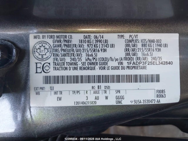 1FADP3F25EL342840 Ford 2014