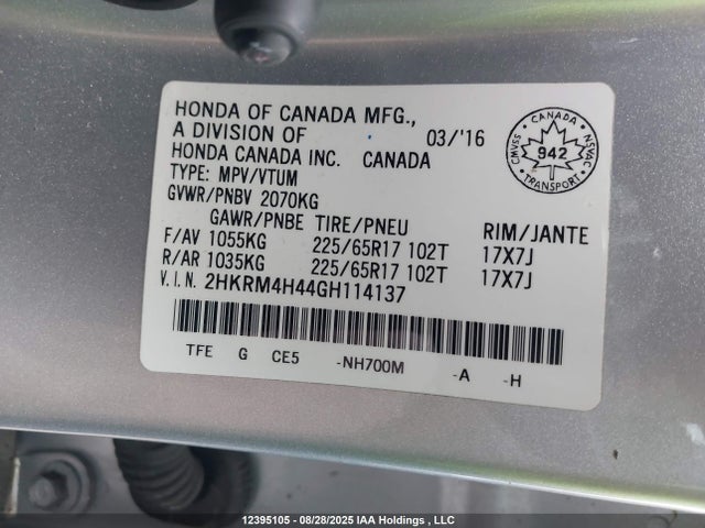 2HKRM4H44GH114137 Honda k24w9