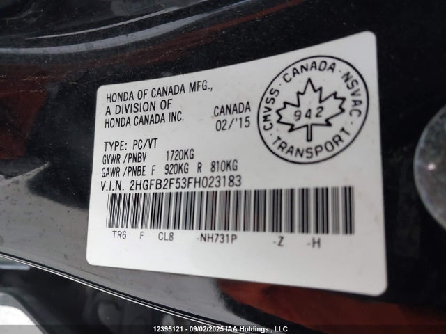 Honda r18z1 2015 2HGFB2F53FH023183 Image 18