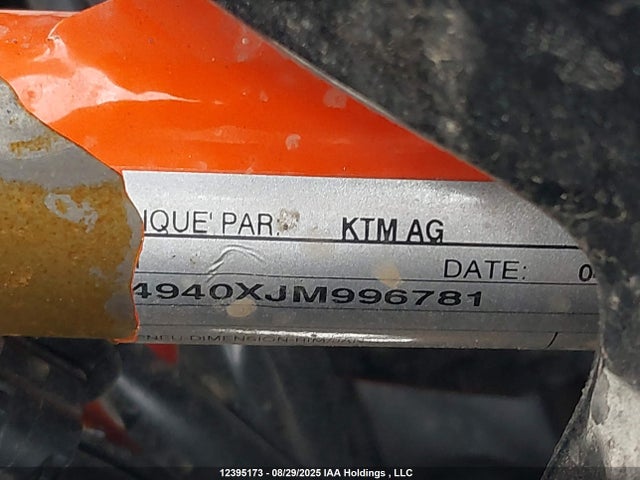 Aukcja sprzedaży 2018 Ktm 1090 Adventure R, vin: VBKV4940XJM996781, numer aukcji: 12395173