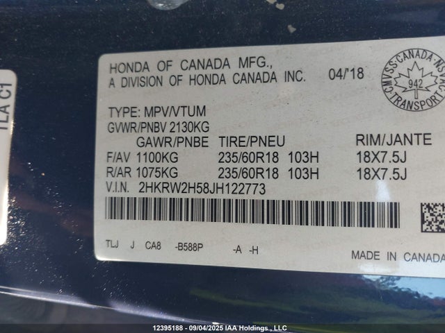 2HKRW2H58JH122773 Honda l15be