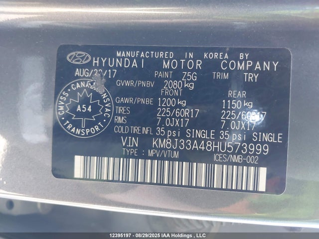 KM8J33A48HU573999 Hyundai gdi nu