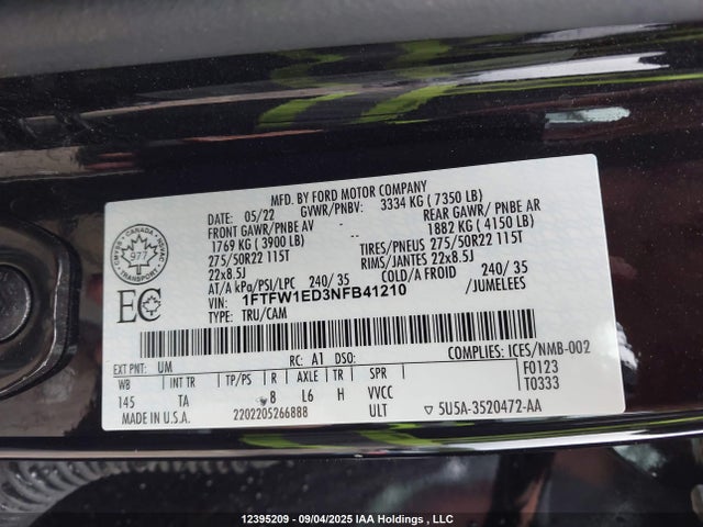 Ford hev 2022 1FTFW1ED3NFB41210 Image 9