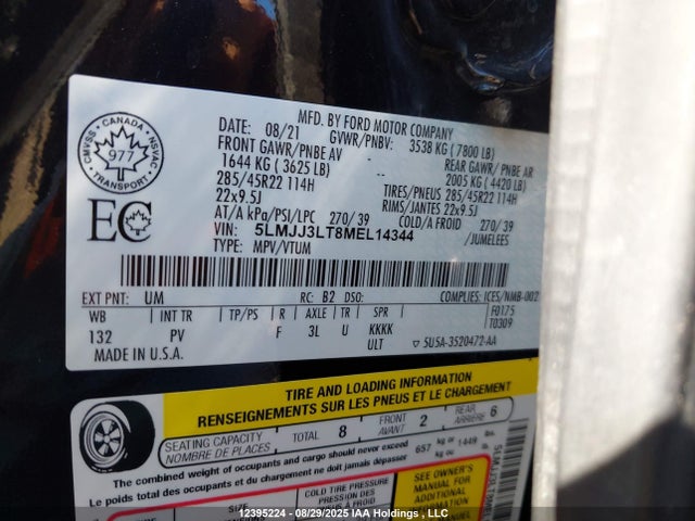 5LMJJ3LT8MEL14344 Lincoln 3.5l gtdi