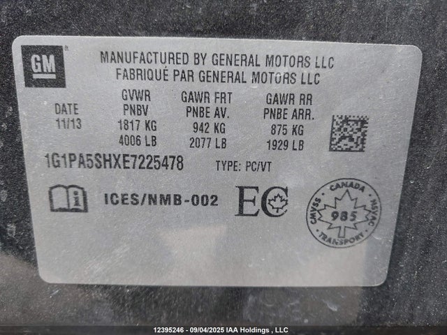 1G1PA5SHXE7225478 Chevrolet luw