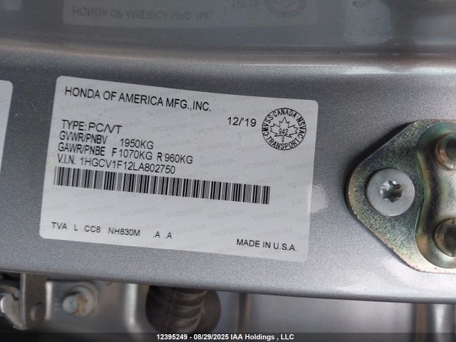 1HGCV1F12LA802750 Honda l15be