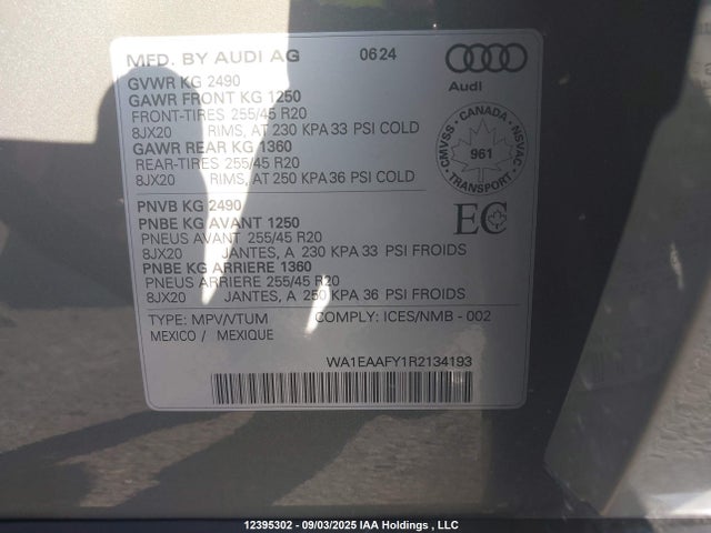 WA1EAAFY1R2134193 Audi 45 tfsi (2.0t)