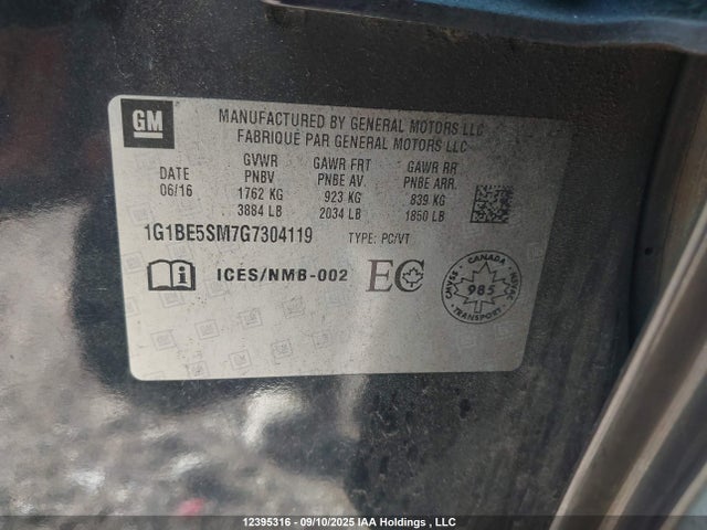 1G1BE5SM7G7304119 Chevrolet le2 - di: direct injection, alum, vvt, gen i, gmna
