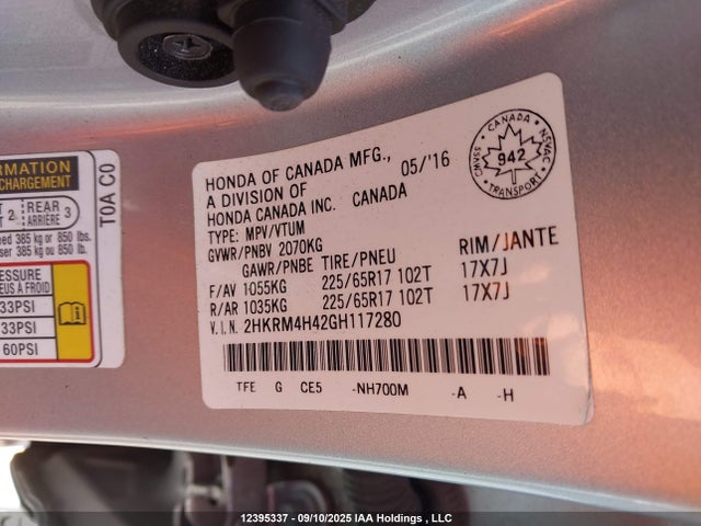 2HKRM4H42GH117280 Honda k24w9