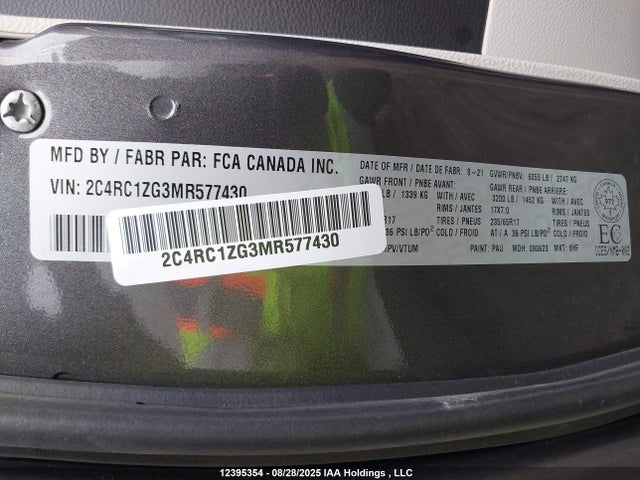 2C4RC1ZG3MR577430 Chrysler grand caravan