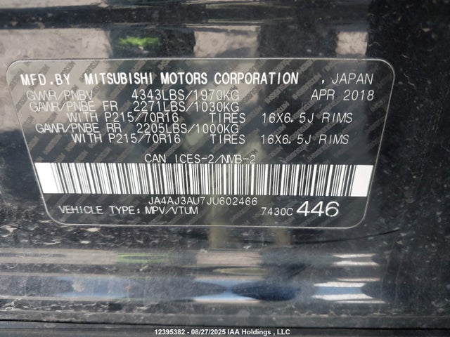 JA4AJ3AU7JU602466 Mitsubishi mivec