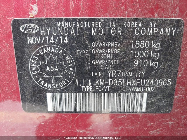 KMHD35LHXFU243965 Hyundai dohc gdi nu