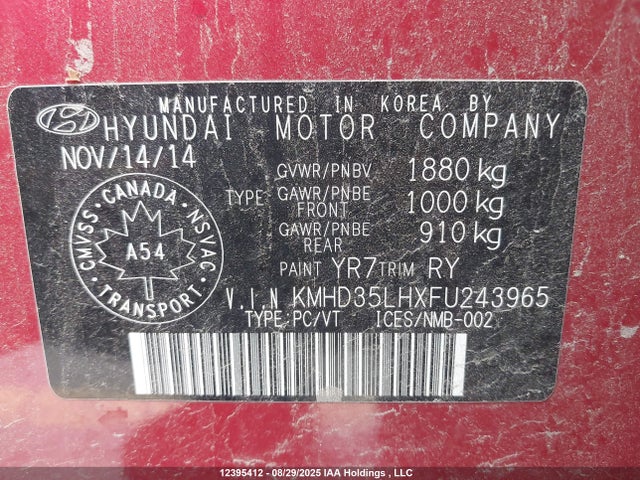KMHD35LHXFU243965 Hyundai dohc gdi nu