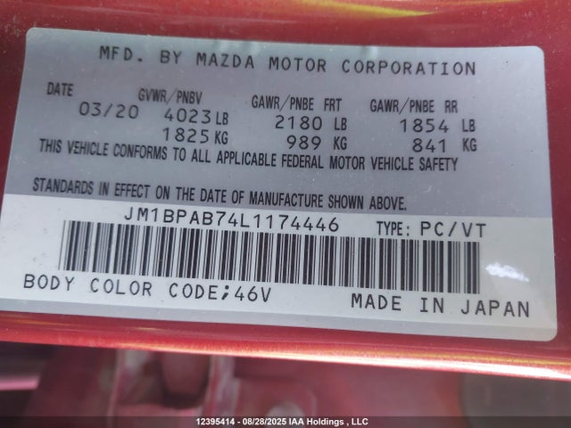 JM1BPAB74L1174446 Mazda pe