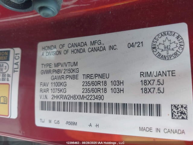 2HKRW2H8XMH223490 Honda l15be