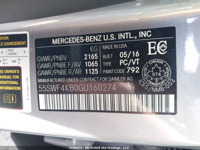 55SWF4KB0GU160274 Mercedes-Benz C-Class