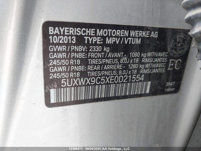 BMW X3 2014 5UXWX9C5XE0D21554 Image 9