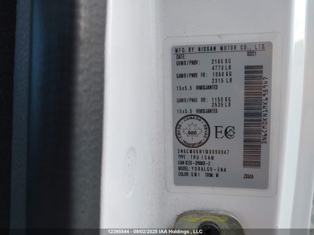 Nissan NV200 2021 3N6CM0KN1MK698947 Image 9