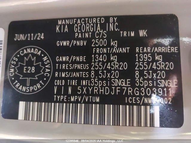 5XYRHDJF7RG303911 KIA t-gdi theta-iii