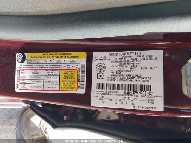 3FA6P0D96HR331424 Ford 2.0l gtdi premium fuel