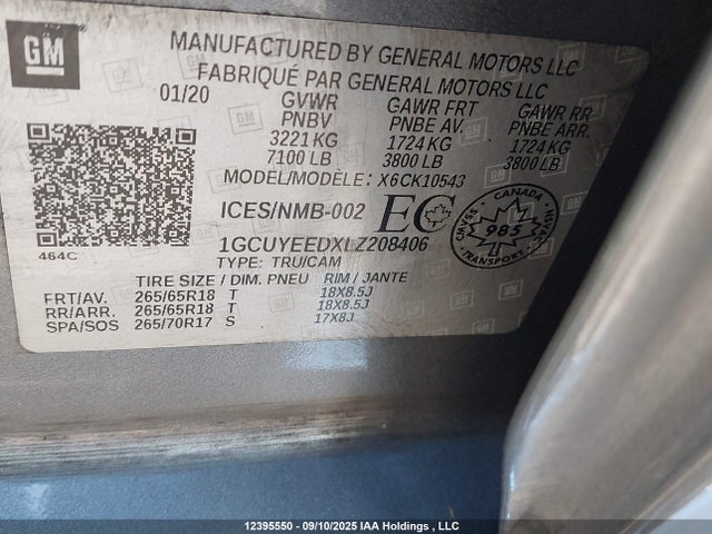 1GCUYEEDXLZ208406 Chevrolet l84 - di, dfm, alum, gen 5, var 2