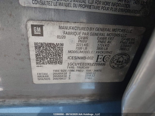 1GCUYEEDXLZ208406 Chevrolet l84 - di, dfm, alum, gen 5, var 2