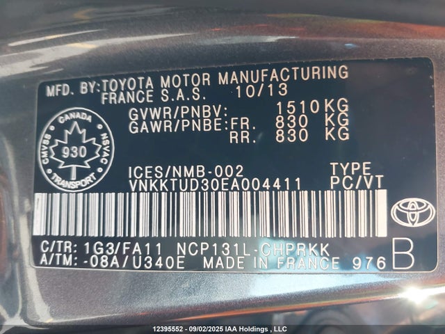 Toyota 1nz-fe 2014 VNKKTUD30EA004411 Image 18