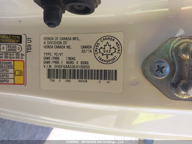 2HGFG4A53EH100055 Honda k24z7