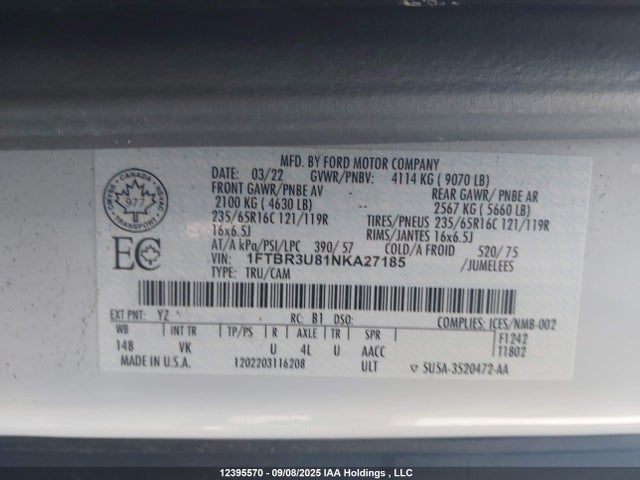 1FTBR3U81NKA27185 Ford 3.5l v6 cyclone
