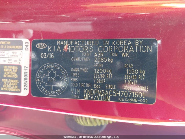 KNDPM3AC5H7071601 KIA gdi theta ii