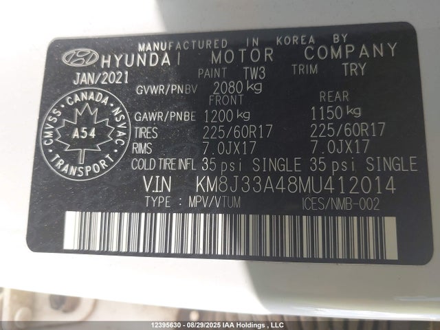 Hyundai gdi nu 2021 KM8J33A48MU412014 Image 9