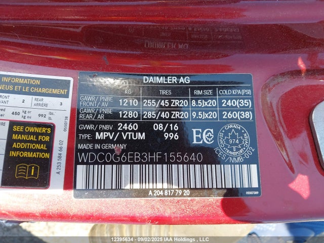 WDC0G6EB3HF155640 Mercedes-Benz m276