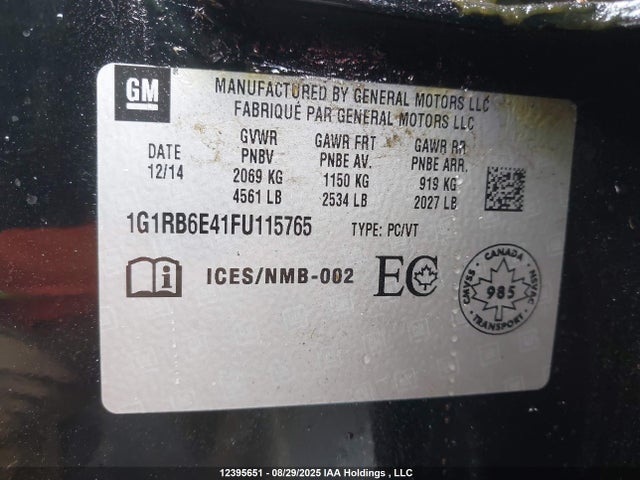 1G1RB6E41FU115765 Chevrolet luu - ffv, e-flex, fam 0