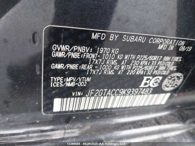 JF2GTACC9K9397483 Subaru naturally aspirated