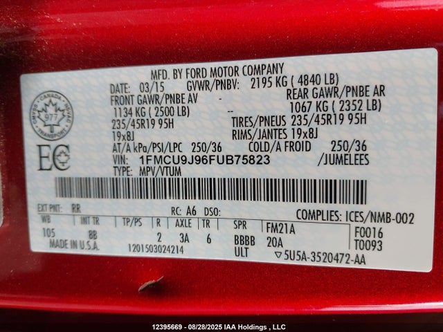 Ford Escape 2015 1FMCU9J96FUB75823 Image 19